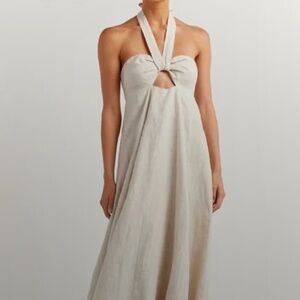 NWT DISSH Verdes Natural Linen Midi Dress